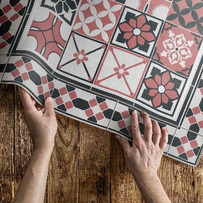 Vinyl teppich Dreifarbige Geometrische Dekorative Fliesen