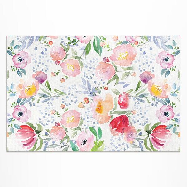 Vinyl teppich läufer Aquarellblumen Zarte Pflanzen