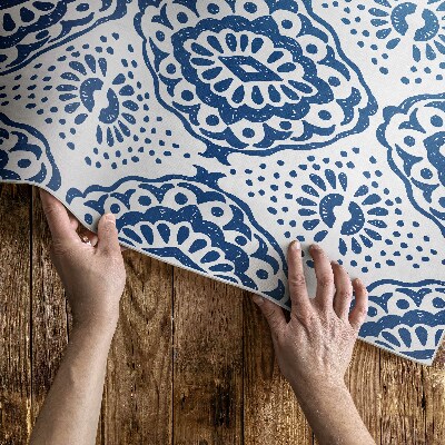 Vinyl teppich läufer Dekoratives Muster Blaue Verzierung
