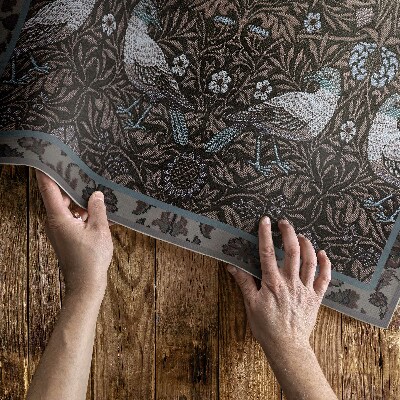 Vinyl teppich läufer Motive Von Vögeln Und Pflanzen Im Gotischen Stil