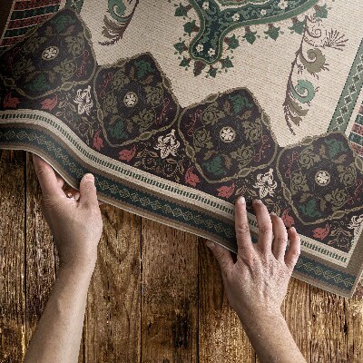 Teppich auf pvc Buntes Geometrisches Grün