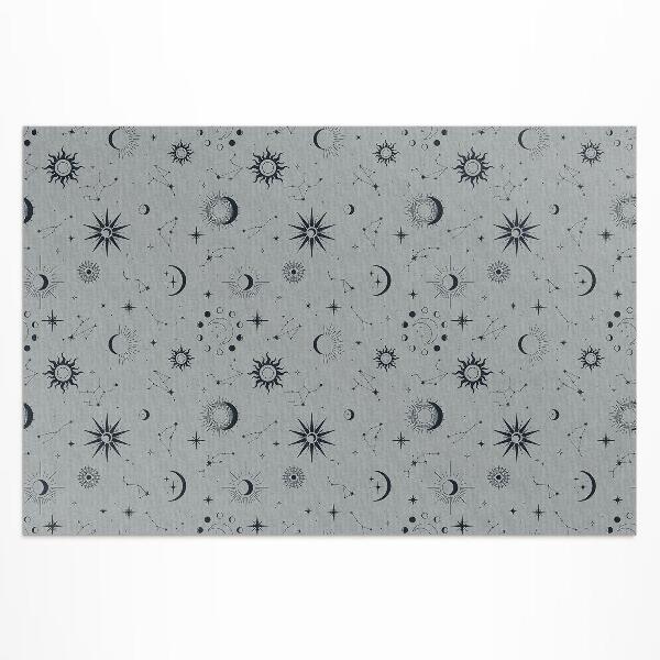 Pvc teppich Kosmos Sonne Mond Sterne Vintage