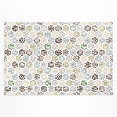 Teppich auf pvc Gemusterte Sechsecke In Boho-Pastellfarben