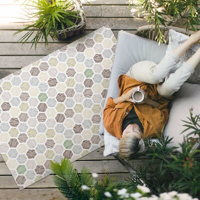 Teppich auf pvc Gemusterte Sechsecke In Boho-Pastellfarben