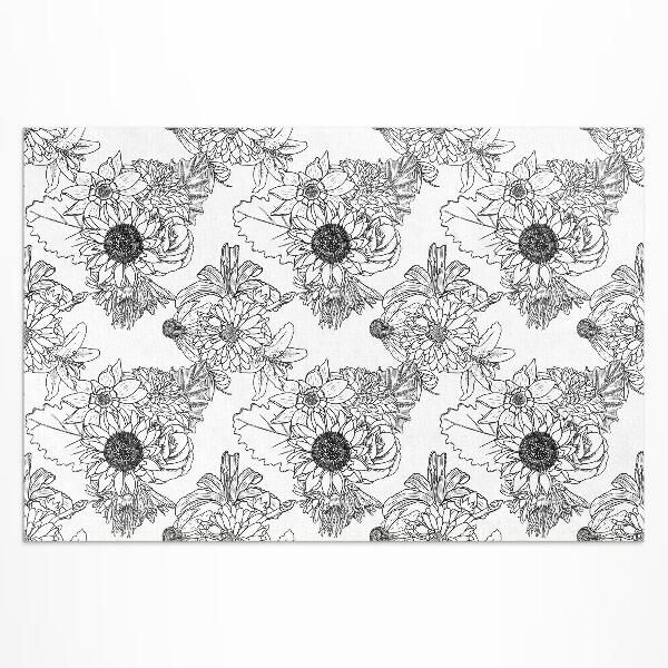 Vinyl teppich Sonnenblume Gezeichnete Wunderschöne Vintage-Blumen