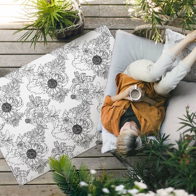 Vinyl teppich Sonnenblume Gezeichnete Wunderschöne Vintage-Blumen