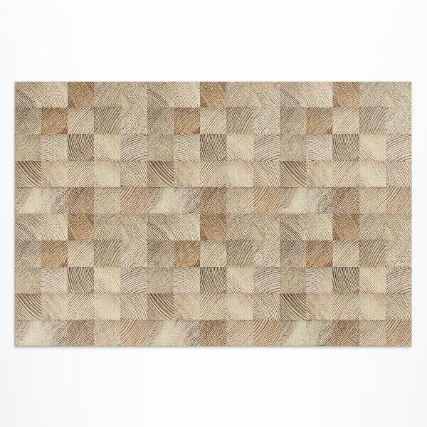 Vinyl teppich läufer Mosaik Aus Holzquadraten Aus Baumringen