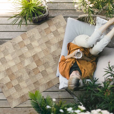Vinyl teppich läufer Mosaik Aus Holzquadraten Aus Baumringen