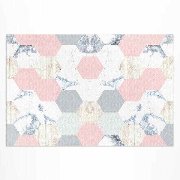 Pvc teppich Pastellfarbene Sechsecke Mit Marmor