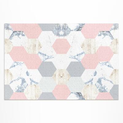 Pvc teppich Pastellfarbene Sechsecke Mit Marmor