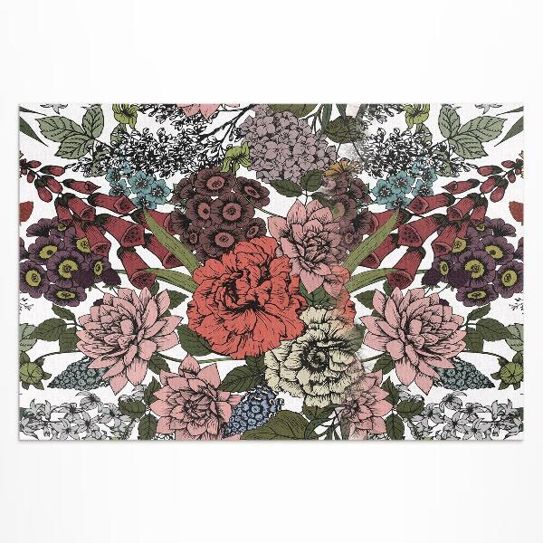 Teppich auf pvc Pastellblumen Auf Einer Vintage-Wiese