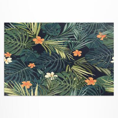 Vinyl teppich Vegetationsblätter Und Vintage-Blumen