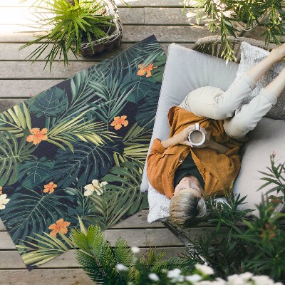 Vinyl teppich Vegetationsblätter Und Vintage-Blumen