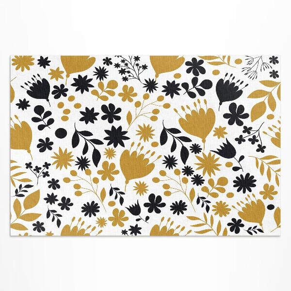 Pvc teppich Illustration Von Blumen Und Blättern Auf Einer Wiese