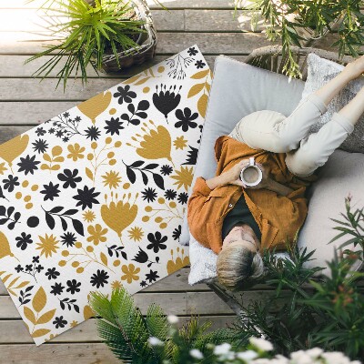 Pvc teppich Illustration Von Blumen Und Blättern Auf Einer Wiese