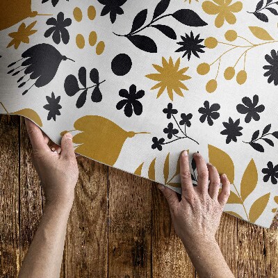 Pvc teppich Illustration Von Blumen Und Blättern Auf Einer Wiese