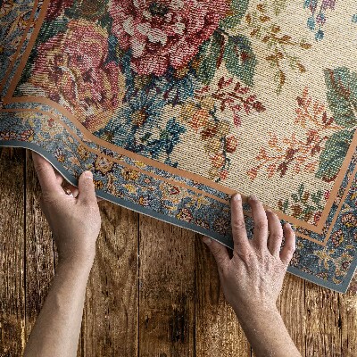 Vinyl teppich Retro Verziertes Blumenmuster