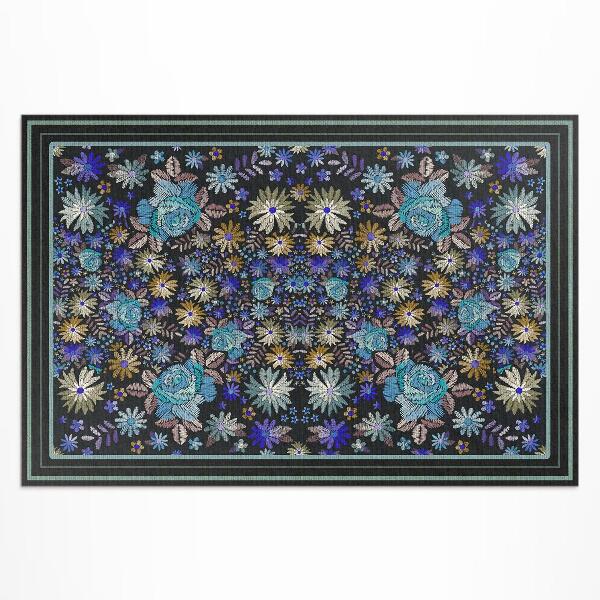 Vinyl teppich läufer Blaue Und Gelbe Blüten