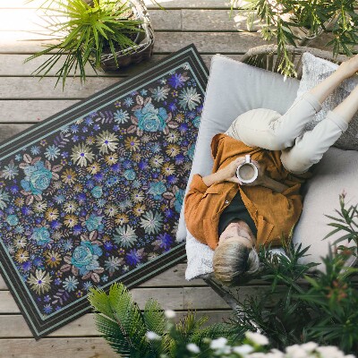Vinyl teppich läufer Blaue Und Gelbe Blüten