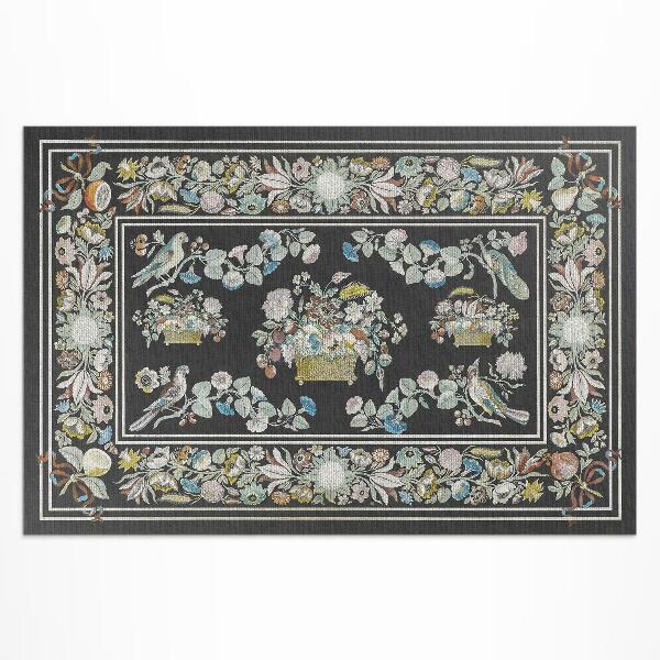 Vinyl teppich läufer Alte Blasse Blumen Und Vögel