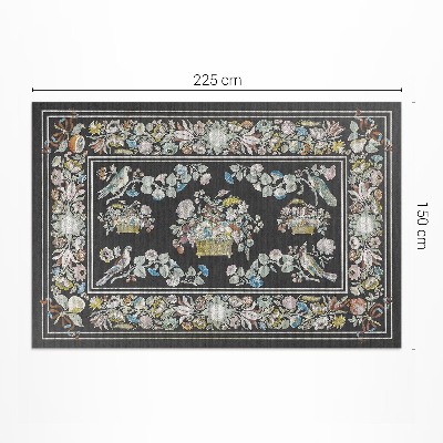 Vinyl teppich läufer Alte Blasse Blumen Und Vögel