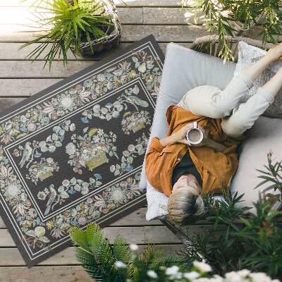 Vinyl teppich läufer Alte Blasse Blumen Und Vögel