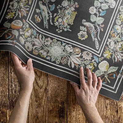Vinyl teppich läufer Alte Blasse Blumen Und Vögel