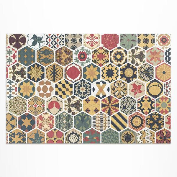 Vinyl teppich läufer Vintage-Mosaik Mit Sechseckigen Motiven