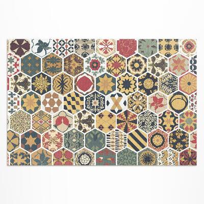 Vinyl teppich läufer Vintage-Mosaik Mit Sechseckigen Motiven