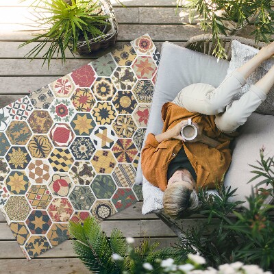 Vinyl teppich läufer Vintage-Mosaik Mit Sechseckigen Motiven