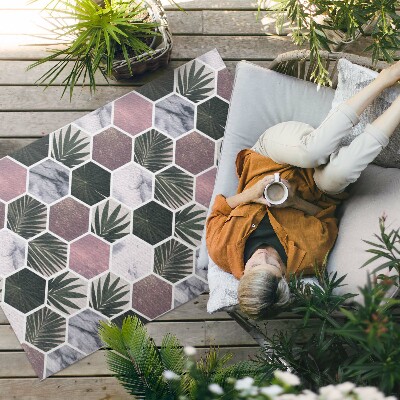 Vinyl teppich Sechseckige Steinmosaikblätter