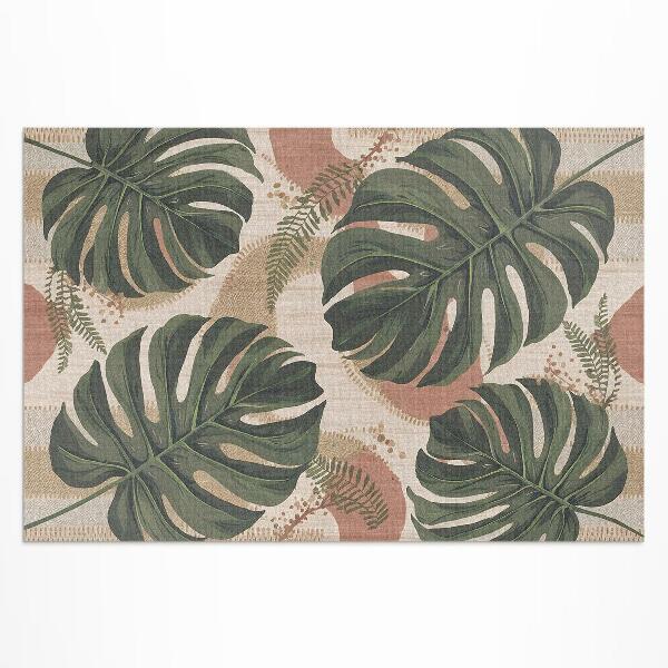 Pvc teppich Zusammensetzung Aus Monstera-Blättern Und Vintage-Farnen