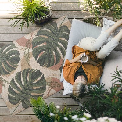 Pvc teppich Zusammensetzung Aus Monstera-Blättern Und Vintage-Farnen