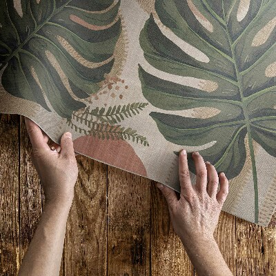 Pvc teppich Zusammensetzung Aus Monstera-Blättern Und Vintage-Farnen