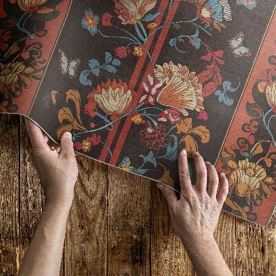 Vinyl teppich läufer Pflanzenornament Im Vintage-Stil