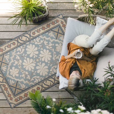 Teppich auf pvc Geometrische Blumenmotive Im Retro-Stil