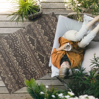 Teppich auf pvc Erdtöne Mit Botanischen Mustern