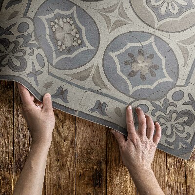 Teppich pvc Blumen Auf Retro-Keramikfliesen