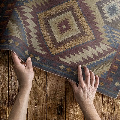 Vinyl teppich läufer Alte Aztekische Muster Voller Symmetrie