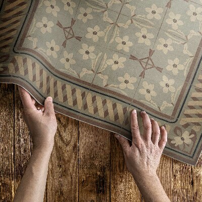 Pvc teppich Blumen Und Blütenblätter In Mosaiken Im Retro-Stil
