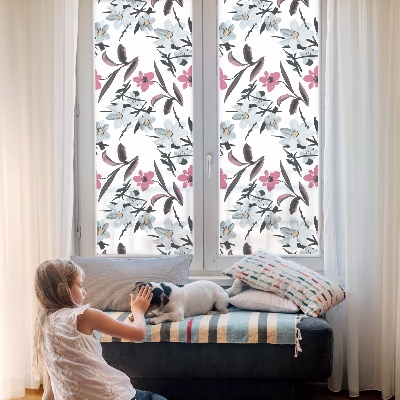 Fensterfolie mit Motiv Buntglas Blumenmuster