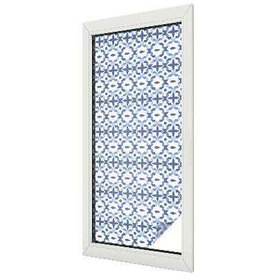 Milchglasfolie Fenster Buntglasoptik Blaues Mosaik