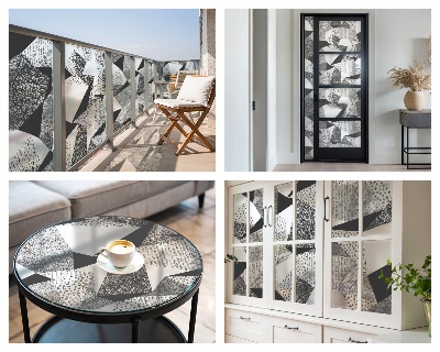 Milchglasfolie Fenster Buntglasoptik Geometrische Figuren