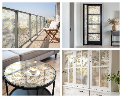 Milchglasfolie Fenster Buntglasoptik Pflanzenmuster