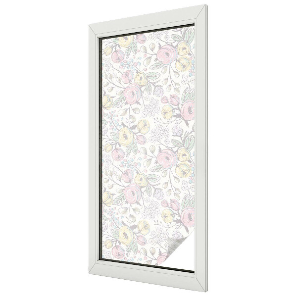 Milchglasfolie Fenster Buntglasoptik Blumenmuster