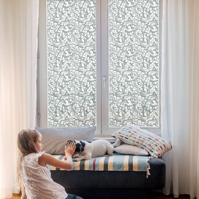 Fensterfolie mit Motiv Buntglas Laubige Eleganz