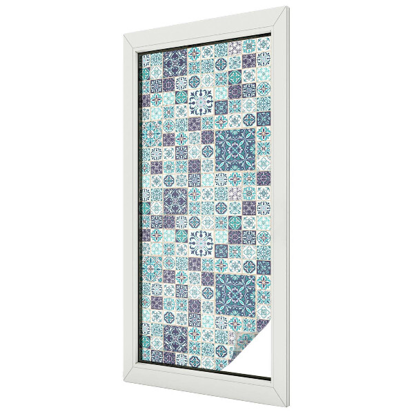Fensterfolie mit Motiv Buntglas Blumenfliesen