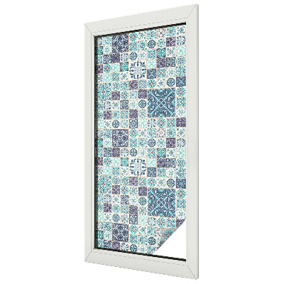 Fensterfolie mit Motiv Buntglas Blumenfliesen