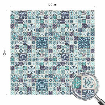 Fensterfolie mit Motiv Buntglas Blumenfliesen