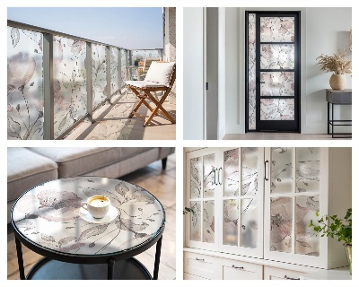 Fensterfolie mit Motiv Buntglas Rosenblätter